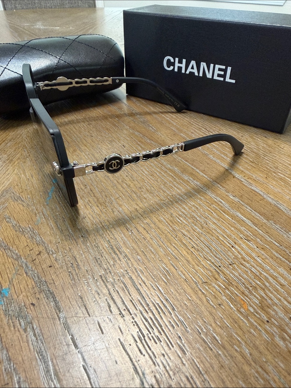 CHANEL Black & Silver Oversized Square Women's Sunglasses - Picture 4 of 8